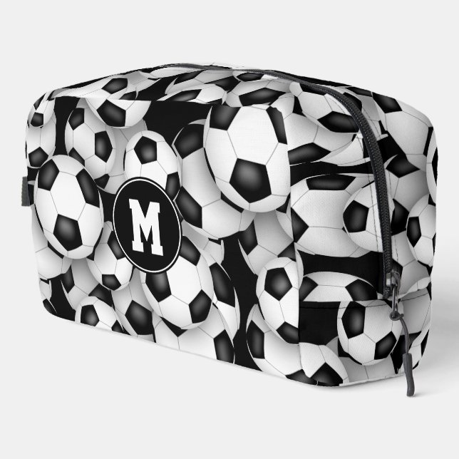 Monogrammed soccer balls pattern  dopp kit (Right Corner)