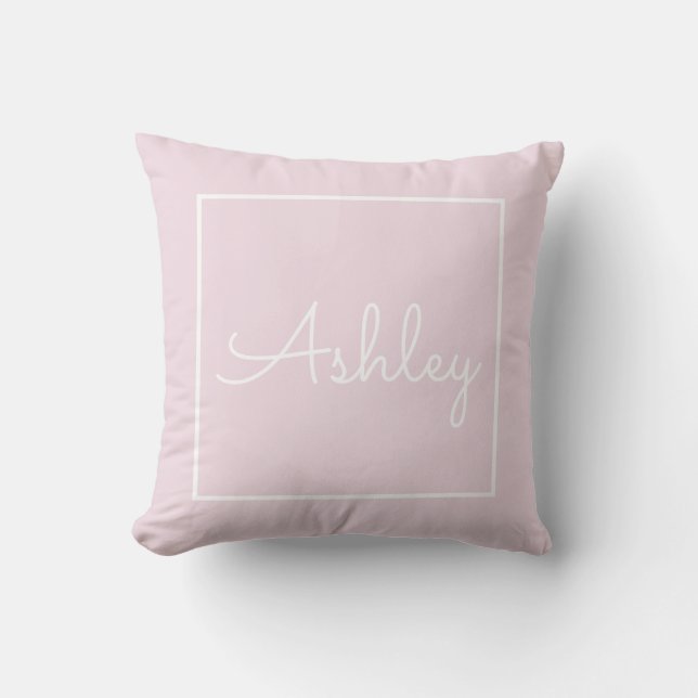 Monogrammed soft pink Throw Pillow (Front)