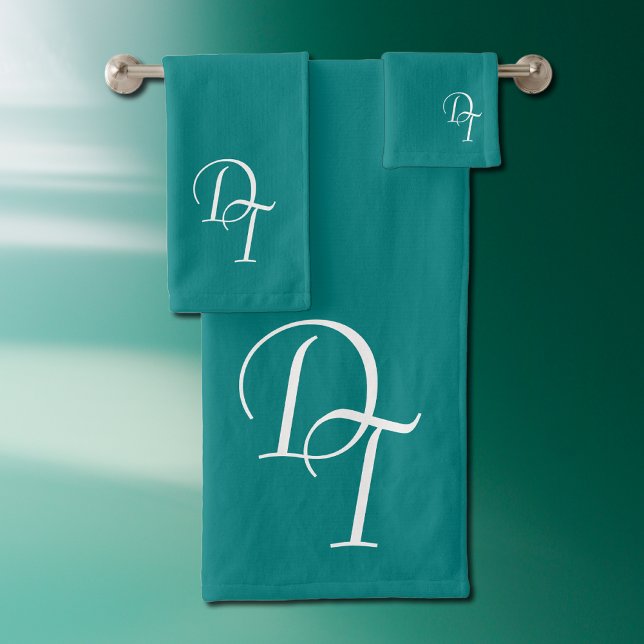 Monogrammed -   solid teal bath towel set (Creator Uploaded)