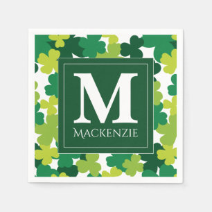 Monogrammed St. Patrick's Day Shamrocks Napkin