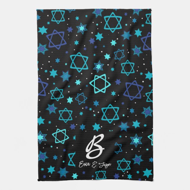 Monogrammed Star of David Tea Towel (Vertical)