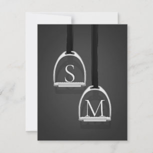 Monogrammed Stirrup Irons Dark Grey Equestrian Card