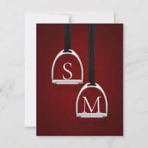Monogrammed Stirrup Irons Dark Red Equestrian Card