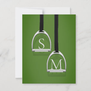 Monogrammed Stirrup Irons Grass Green Equestrian Card