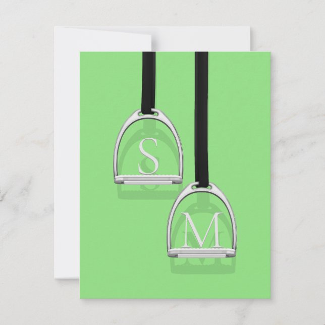 Monogrammed Stirrup Irons Lime Green Equestrian Card (Front)