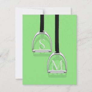 Monogrammed Stirrup Irons Lime Green Equestrian Card