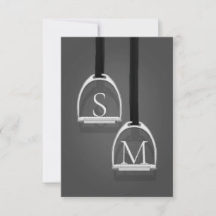 Monogrammed Stirrup Irons Medium Grey Equestrian Thank You Card