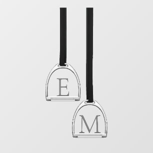 Monogrammed Stirrup Irons Pair Elegant Equestrian Window Cling