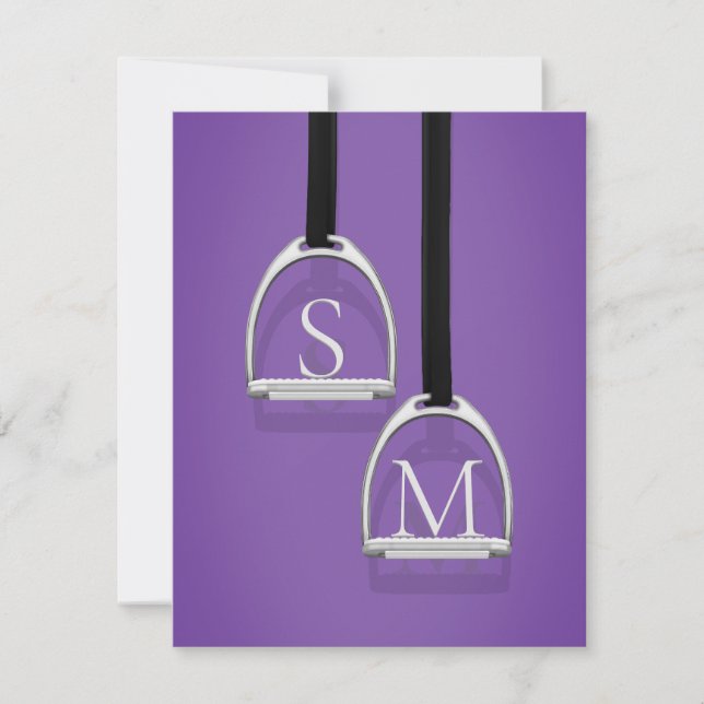 Monogrammed Stirrup Irons Purple Equestrian Card (Front)