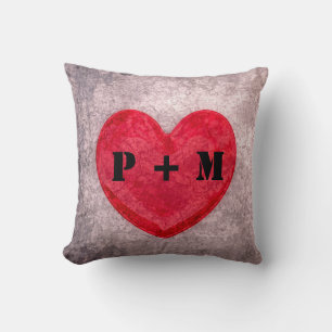 Monogrammed Stonewashed Heart Cushion