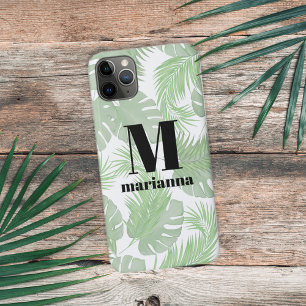 Monogrammed Stylish Initial Trendy Palm Leaves iPhone 14 Case