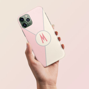 monogrammed Stylish pink colour block iPhone 13 Pro Max Case