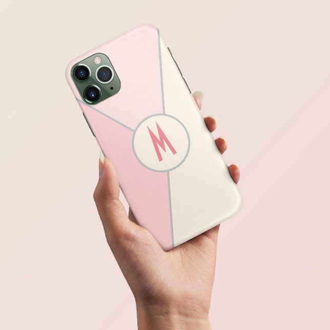 monogrammed Stylish pink colour block Case-Mate iPhone Case (Creator Uploaded)