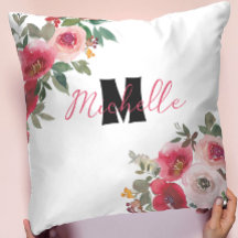 Monogrammed Stylish red and pink blooming flower