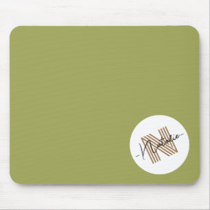 Monogrammed Stylish simple design Natural olive Mouse Mat
