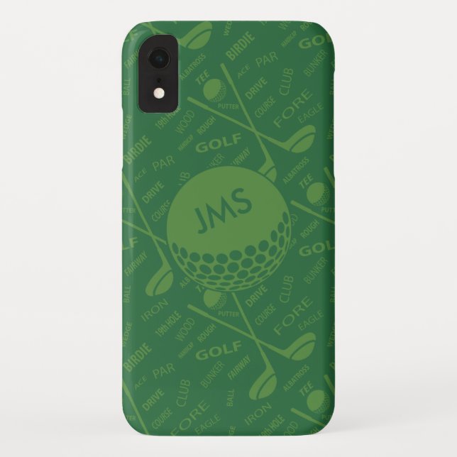 Monogrammed Subtle Golfer Pattern Case-Mate iPhone Case (Back)