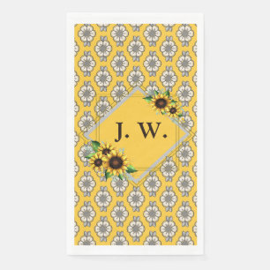 Monogrammed Sunflower Paper Napkin