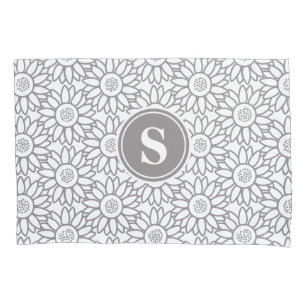 Monogrammed Sunflower Pattern Pillowcase