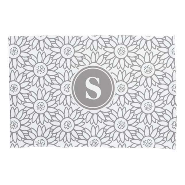 Monogrammed Sunflower Pattern Pillowcase (Front)