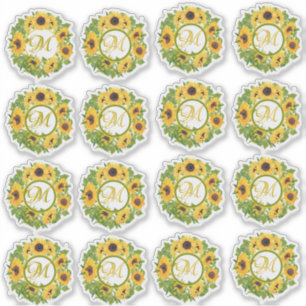 Monogrammed Sunflowers Pattern Decorative