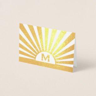 Monogrammed Sunrise Simple Elegant Folded Note Foil Card
