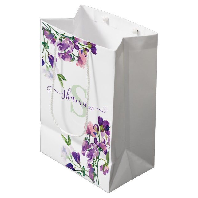 Monogrammed Sweet Pea Gift Bag (Front Angled)