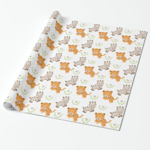 Monogrammed   Sweet Safari Wrapping Paper