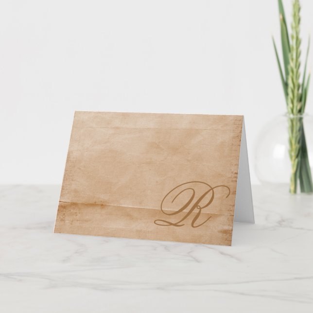 Monogrammed-tan Note Card (Front)