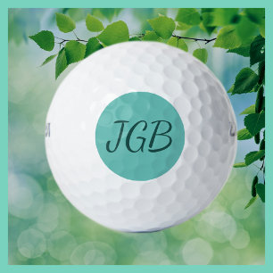 Monogrammed Teal or Choose Your Colour Background Golf Balls