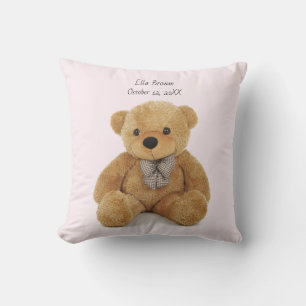 Monogrammed teddy bear throw Pillow