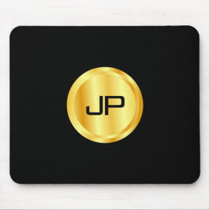 Monogrammed Template Elegant Black And Gold Mouse Mat