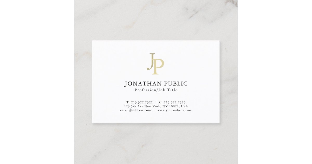Monogrammed Template Elegant Modern Gold Simple Business Card | Zazzle