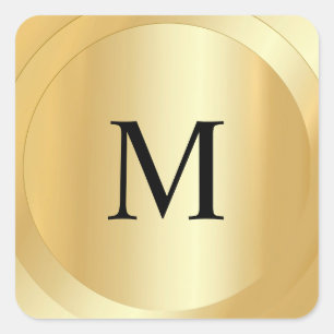 Monogrammed Template Faux Gold Custom Modern Square Sticker