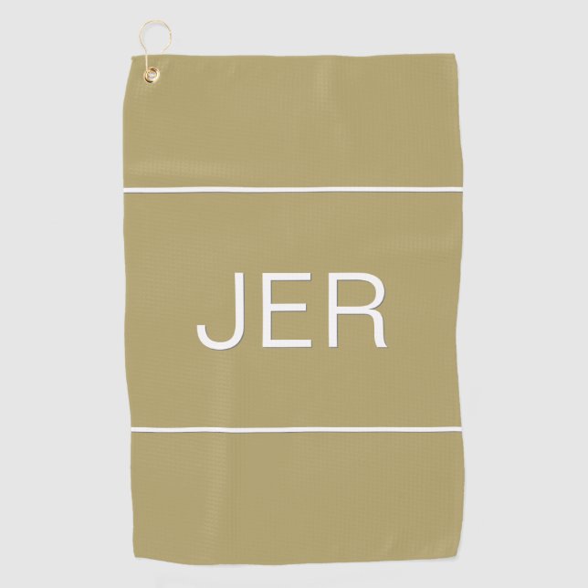 Monogrammed Template Stylish Golfer Modern Gold Golf Towel (Front)