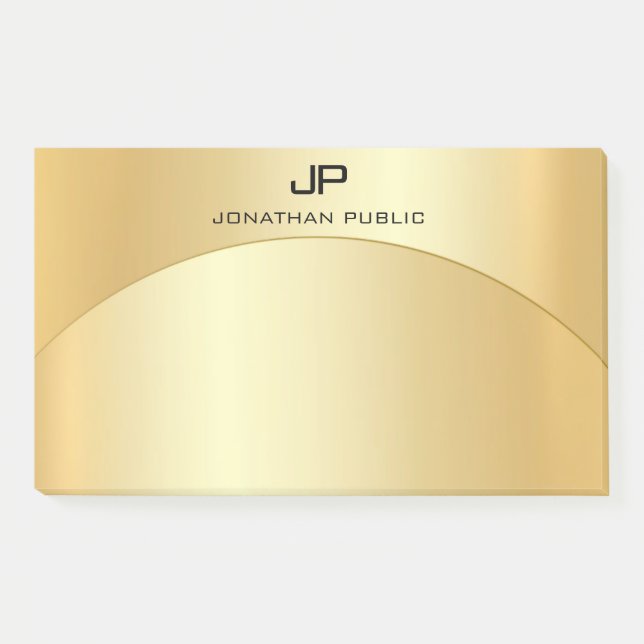 Monogrammed Template Trendy Faux Gold Elegant Post-it Notes (Front)