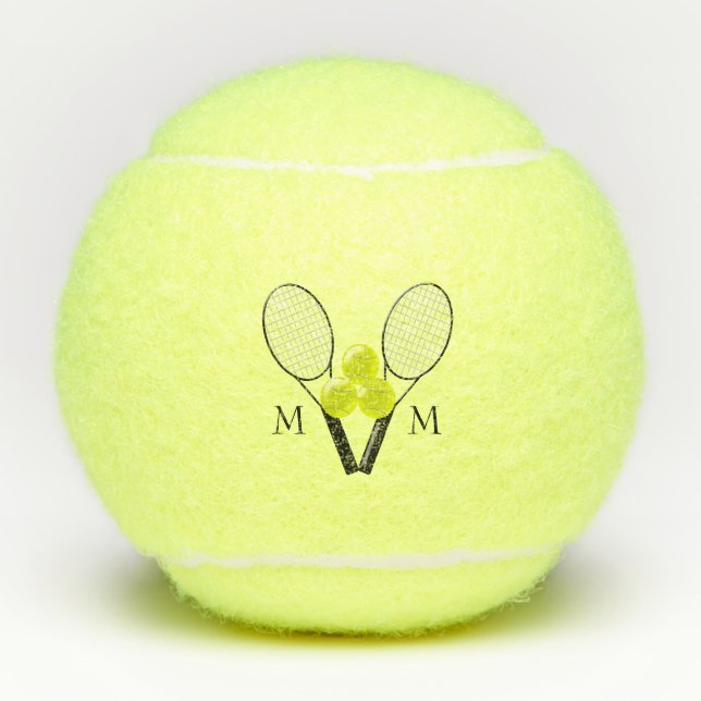 Monogrammed Tennis Design Tennis Balls (Front)