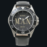 Monogrammed Thank You Gifts For Best Man Groomsmen Watch<br><div class="desc">Add initials and commemorative wedding text to this stylish bestman,  father of the bride or groom,  groomsman watch. A perfect timely ('scuse the pun!) wedding bridal party groomsmen party keepsake gift. Thank your best man for all his help and support.</div>