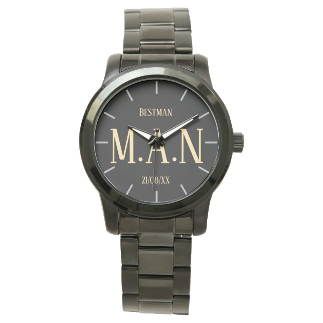 Monogrammed Thank You Gifts For Best Man Groomsmen Watch (Front)