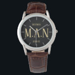 Monogrammed Thank You Gifts For Best Man Groomsmen Watch<br><div class="desc">Add initials and commemorative wedding text to this stylish bestman,  father of the bride or groom,  groomsman watch. A perfect timely ('scuse the pun!) wedding bridal party groomsmen party keepsake gift. Thank your best man for all his help and support.</div>