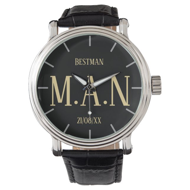 Monogrammed Thank You Gifts For Best Man Groomsmen Watch (Front)