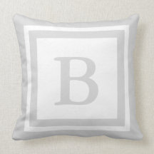 Monogrammed Throw Pillow - Gray & White