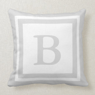 Monogrammed Throw Pillow - Gray & White