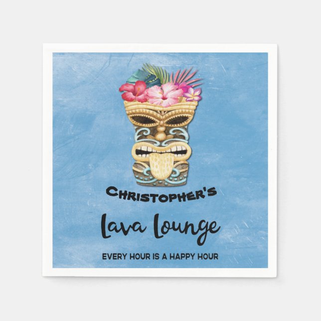 Monogrammed Tiki Bar Lava Lounge Party Napkin (Front)