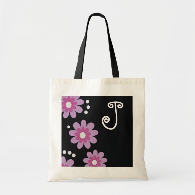 Monogrammed tote bags::Lavender Flowers (Front)