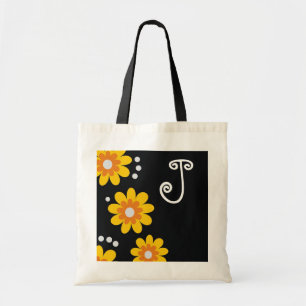 Monogrammed tote bags::Yellow Flowers Bag