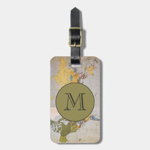 Monogrammed Travel World Map Personalised Address Luggage Tag
