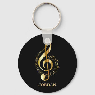 Monogrammed Treble Clef Key Ring