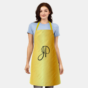 Monogrammed Trendy Elegant Faux Gold Template Apron