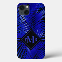Monogrammed Tropical Blue Palm