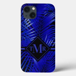 Monogrammed Tropical Blue Palm iPhone 13 Case
